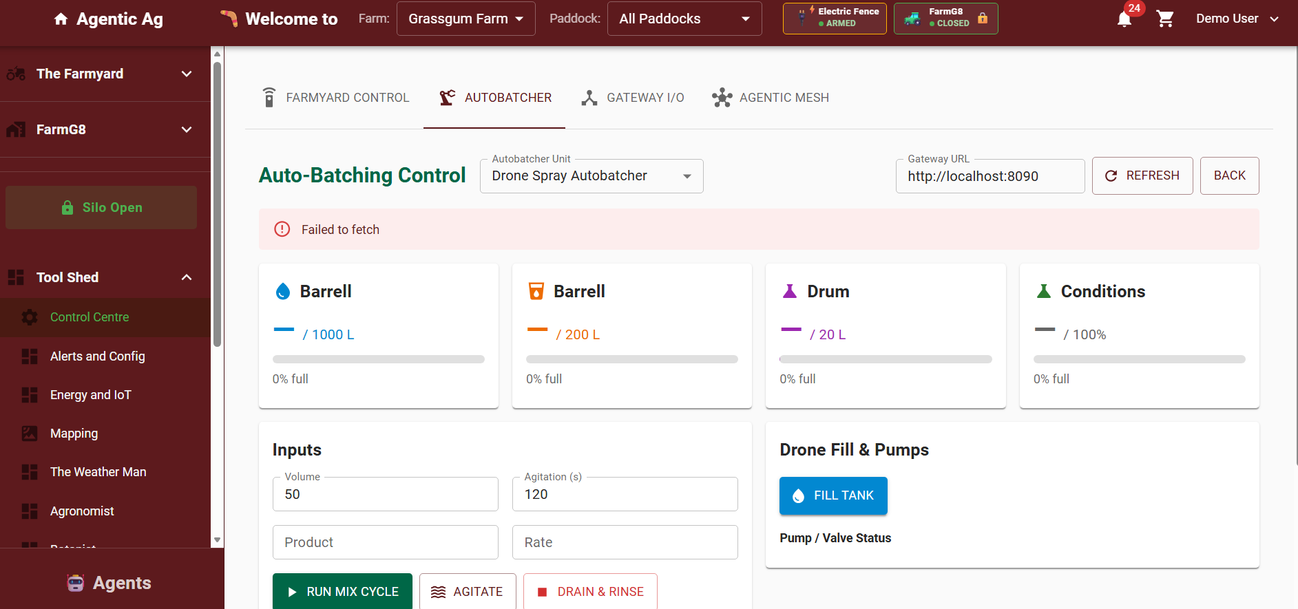 Agentic Ag Control Centre — Autobatcher Dashboard